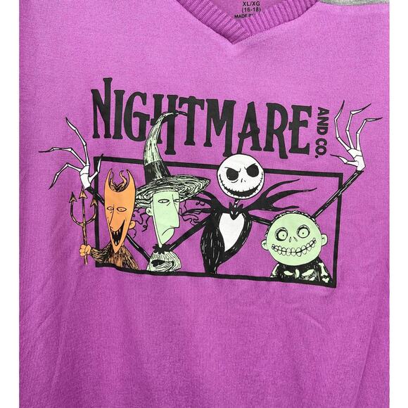 Disney The Nightmare Before Christmas Purple Tee Sleep Shirt Top XL NEW - Picture 2 of 11